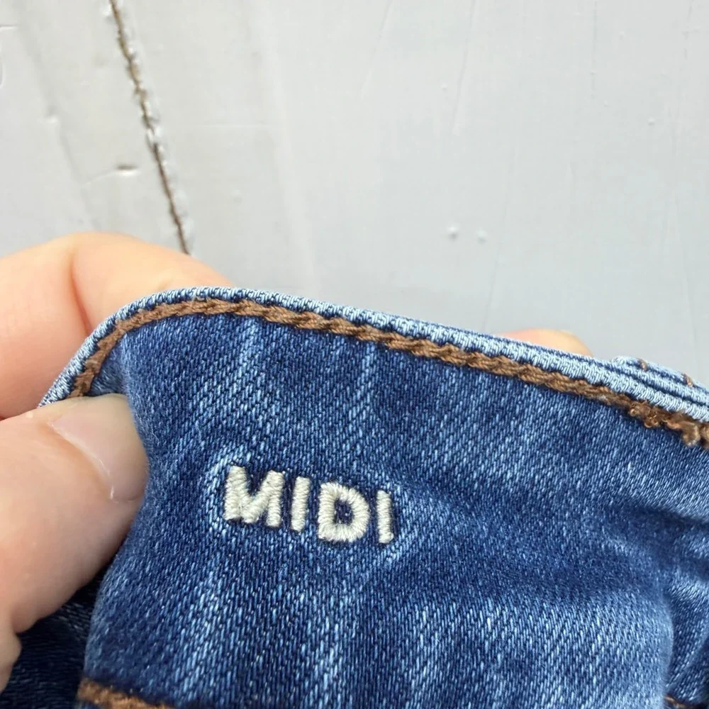 American Eagle Super Stretch Raw Frayed‎ Hem Midi Denim Jean Shorts Women's 4